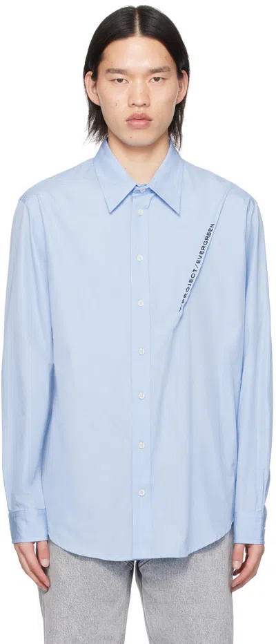 Shop Y/project Blue Pinched Seam Shirt In Light Blue