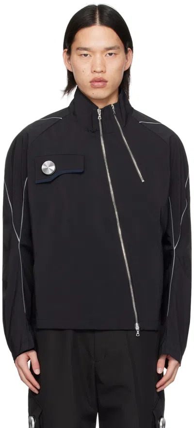 Shop Cmmawear Black Articulated Sleeve Jacket In Black/navy