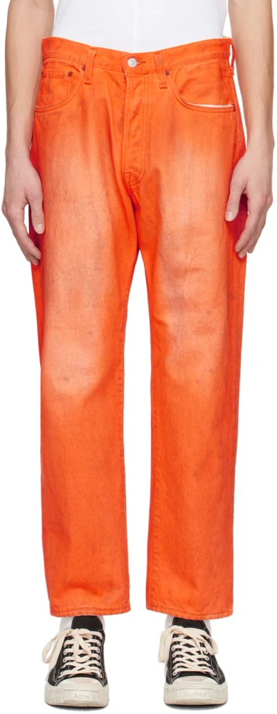 Shop Acne Studios Orange Relaxed-fit Jeans In Aqq Neon Orange