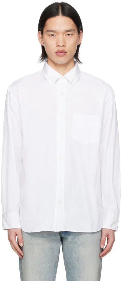 Shop Gant 240 Mulberry Street White Patch Pocket Shirt In 110-white