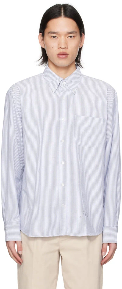 Shop Gant 240 Mulberry Street Blue & White Striped Shirt In 473-blue Water