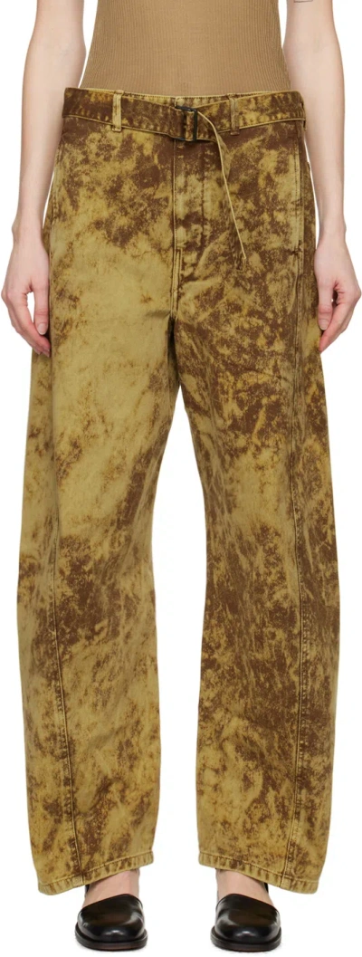 Shop Lemaire Brown Twisted Belted Jeans In Br398 Denim Acid