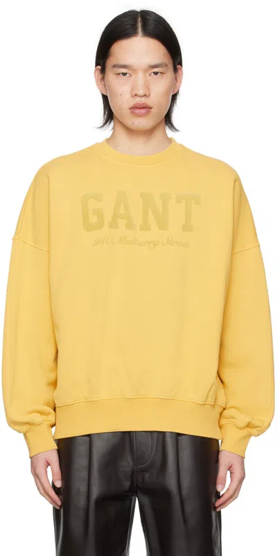 Shop Gant 240 Mulberry Street Yellow Flocked Sweatshirt In 706-smooth Yellow