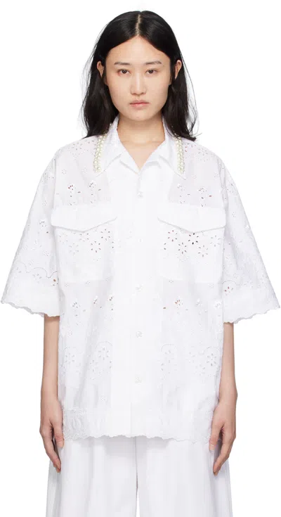 Shop Simone Rocha White Relaxed Shirt In White/white/pearl