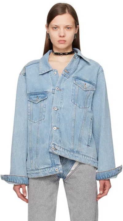 Shop Y/project Blue Wire Denim Jacket In Ice Blue
