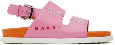 Shop Marni Kids Pink Printed Sandals
