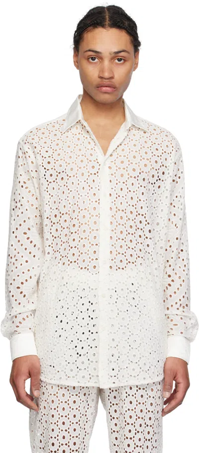 Shop Soulland Off-white Damon Shirt