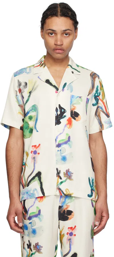 Shop Soulland Off-white Orson Shirt In Green Aop