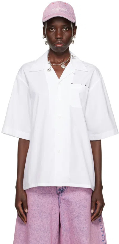 Shop Marni White Boxy Shirt In Low01 Lily White.