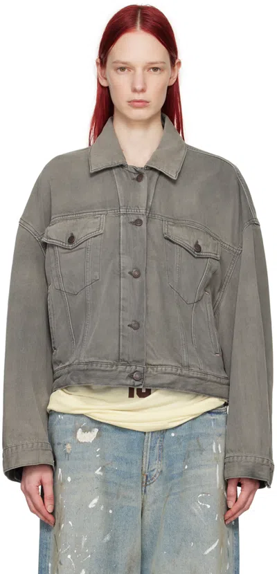 Shop Acne Studios Gray Relaxed Denim Jacket In Aa2 Anthracite Grey