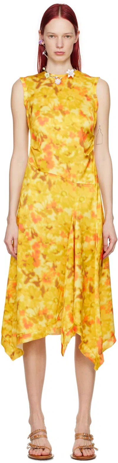 Shop Acne Studios Yellow Sleeveless Midi Dress In Abo Yellow