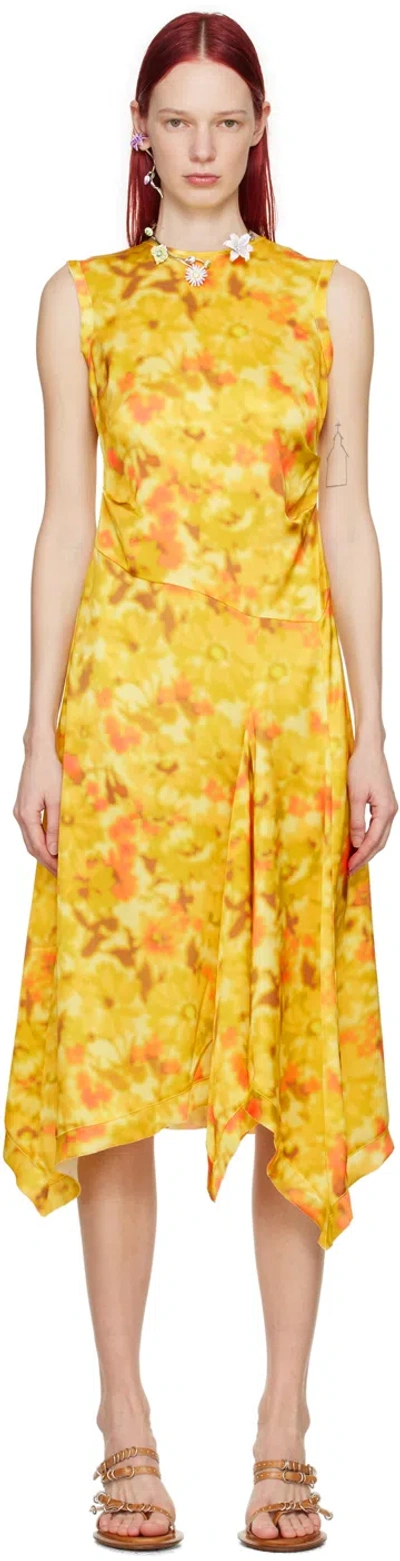 Acne Studios All-over Floral Printed Dress In Abo Yellow