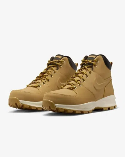 Shop Nike Manoa Leather 454350-700 Men's Haystack Velvet Brown Leather Boots Gas26 In Beige