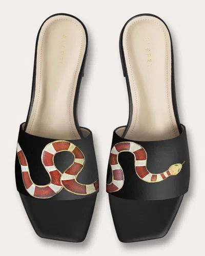 Shop Alepel Women's Gold Snake Square-toe Sandal In Black