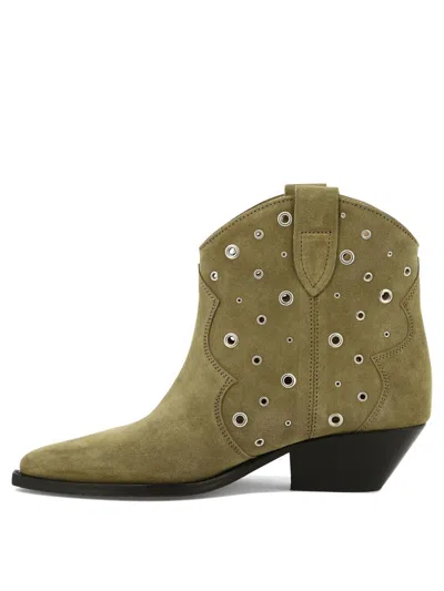 Shop Isabel Marant "eyelets" Ankle Boots In Green