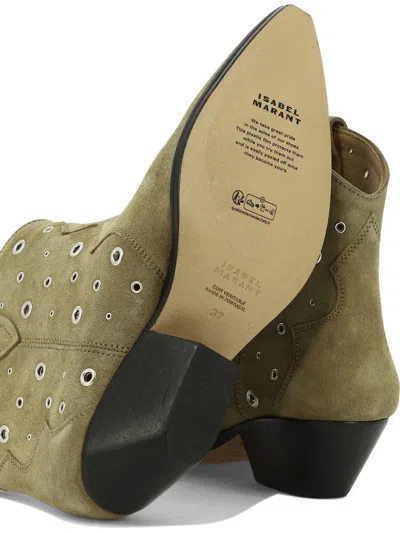 Shop Isabel Marant "eyelets" Ankle Boots In Green