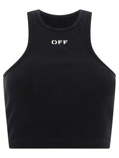 Shop Off-white "off Stamp" Ribbed Tank Top In Black