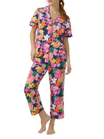 Shop Bedhead Pajamas Women's Greenhouse Crop Short-sleeve Pajama Set In Green House Floral