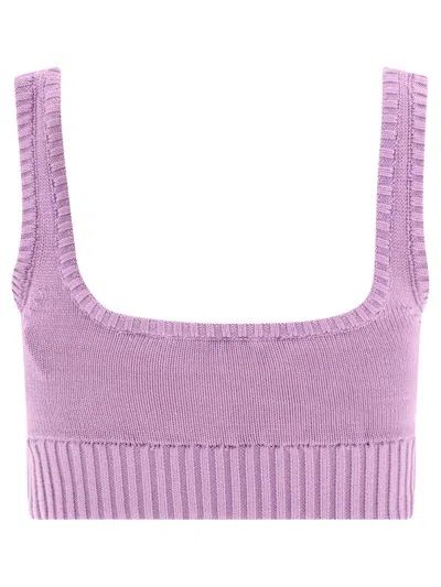 Shop Palm Angels "classic Logo" Knit Top In Purple