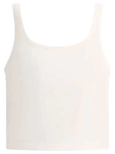 Palm Angels Ribbed Sleeveless Cropped Tank Top In White