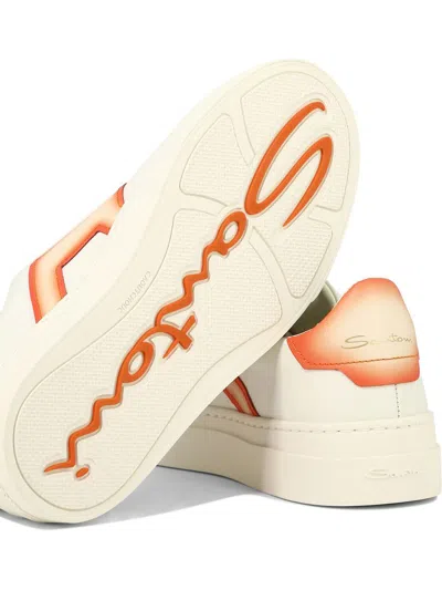 Shop Santoni "double Buckle" Sneakers In White