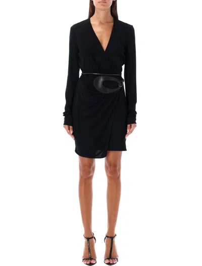Shop Tom Ford Wrap Mini Dress In Black