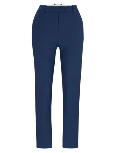 Shop Hugo Boss Women's Regular-fit Trousers In Melange Virgin Wool In Light Blue