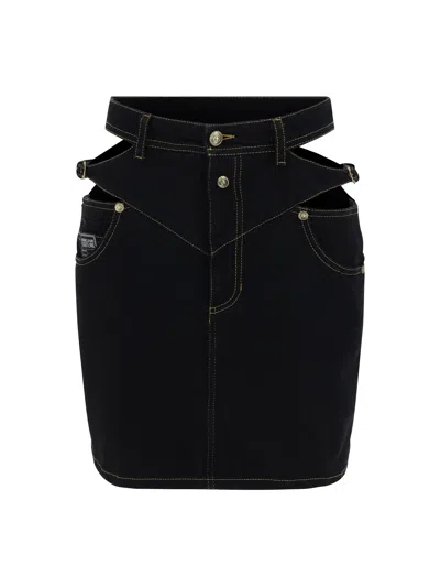 Shop Versace Jeans Couture Baroque Mini Skirt In Black Black