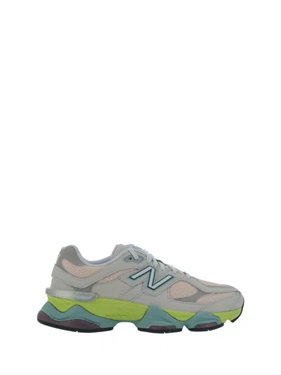 Shop New Balance 9060 Sneakers In Moonbeam Grey/lime