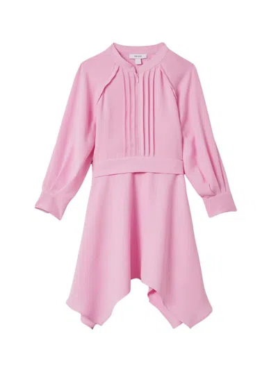 Shop Reiss Little Girl's & Girl's Pintuck Handkerchief Dress In Pink