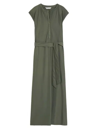 Shop Max Mara Women's Megaton Jersey Belted Midi Dress In Dark Green