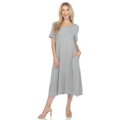 Shop White Mark Women's Short Sleeve Midi Dress In Grey