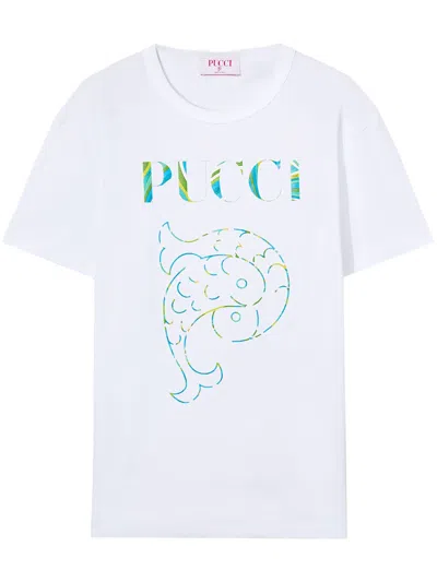 Shop Emilio Pucci T-shirt Con Logo In White