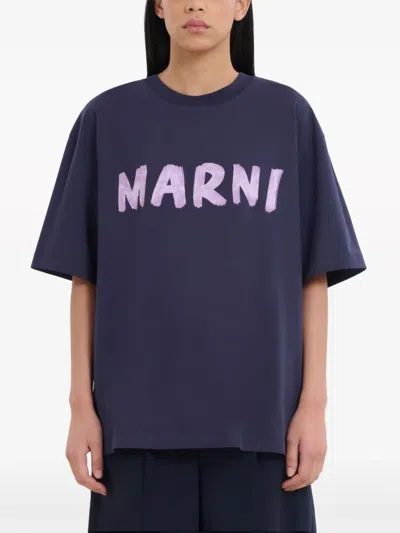 Shop Marni T-shirt Con Logo In Blue