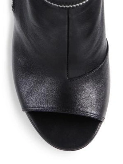 Shop Maison Margiela Leather Zipper Peep-toe Booties In Black