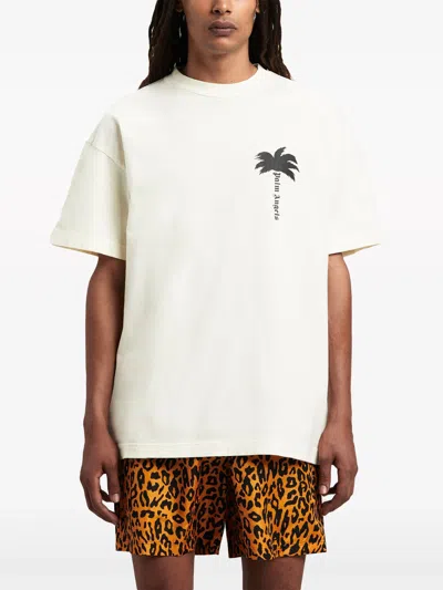 Shop Palm Angels T-shirt The Palm In White