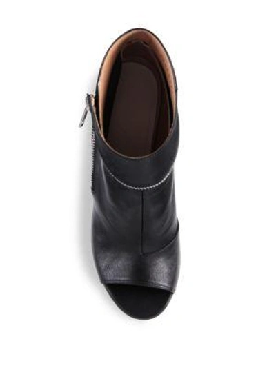 Shop Maison Margiela Leather Zipper Peep-toe Booties In Black