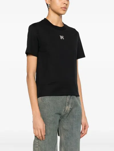 Shop Palm Angels T-shirt Slim Fit Monogram In Black