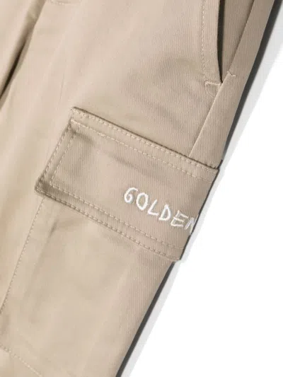 Shop Golden Goose Pantalone Cargo Con Logo Ricamato In Beige