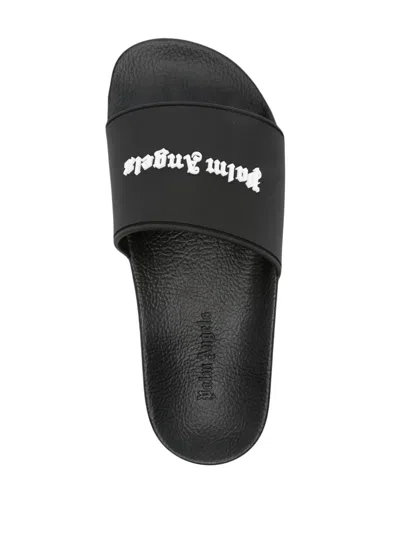 Shop Palm Angels Sandali Slides Con Logo Goffrato In Black