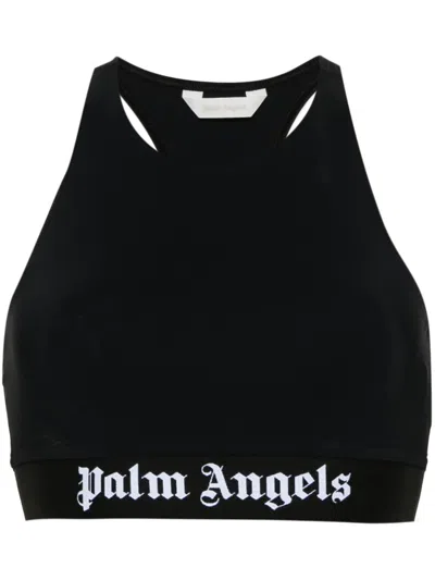 Shop Palm Angels Top Sportivo Con Logo In Black