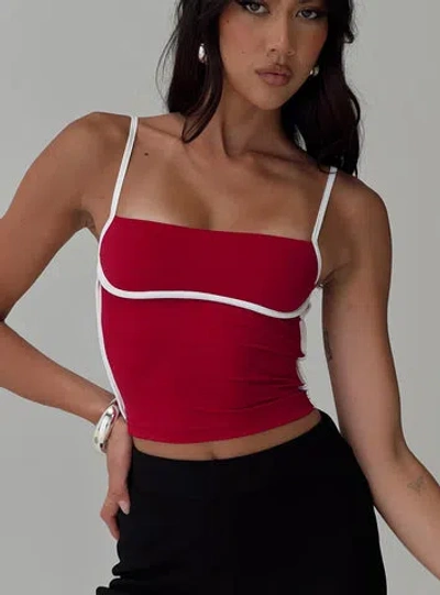 Shop Princess Polly Lower Impact Maidenwell Contrast Top In Red