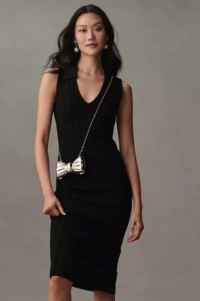 Shop Endless Rose Sleeveless V-neck Knit Dress In Black