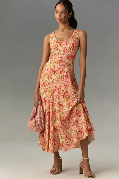 Shop Endless Rose Sleeveless Scoop-neck Midi Dress In Multicolor