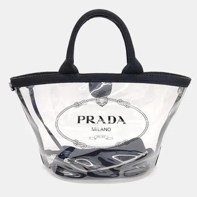 Pre-owned Prada Pvc Tote Convertible Shoulder Bag In Transparent