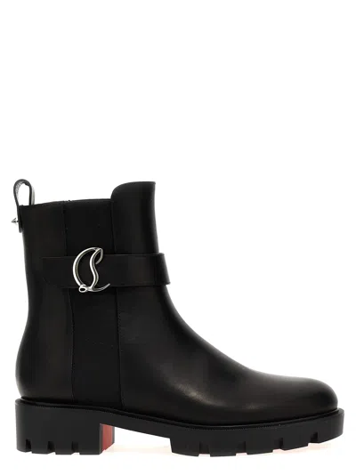 Shop Christian Louboutin Cl Chelsea Booty Lug Ankle Boots In Black