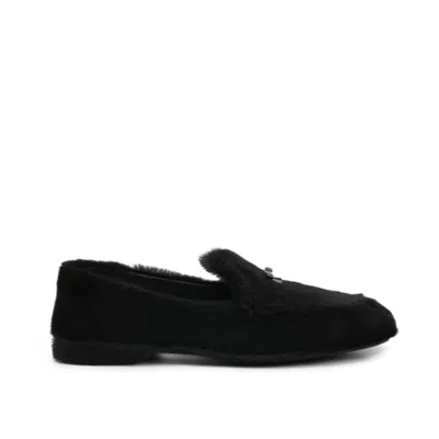Shop Miu Miu Fur Loafers In Black