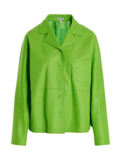 Shop Loewe Anagram Jacket In Green