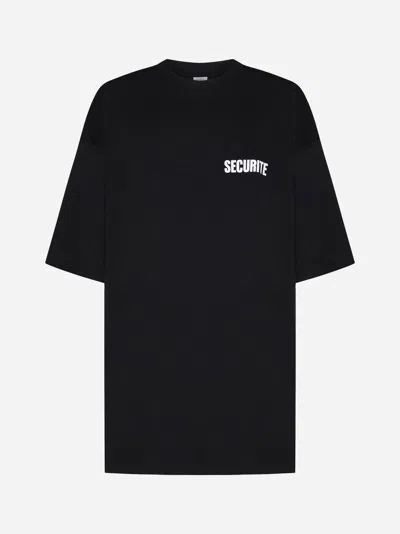 Shop Vetements Securite Cotton Oversized T-shirt In Nero