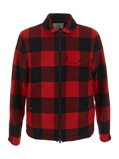 Shop Woolrich Sherpa Timber Check Overshirt In Rosso